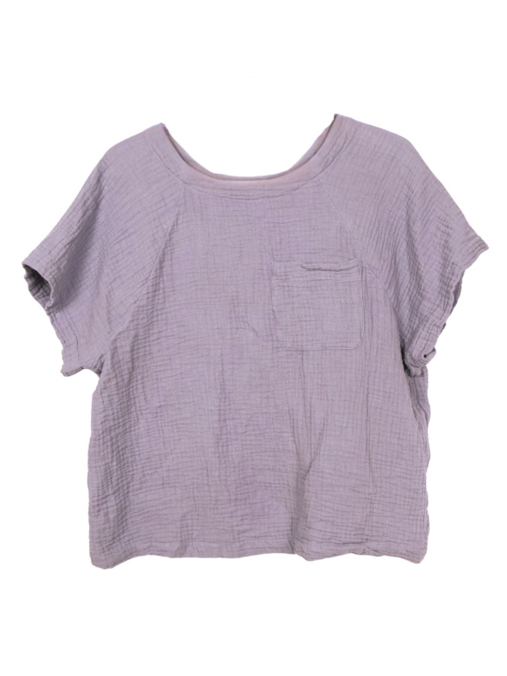 Madewell Purple Cotton Gauze Blouse Button Back Pocket Top Large